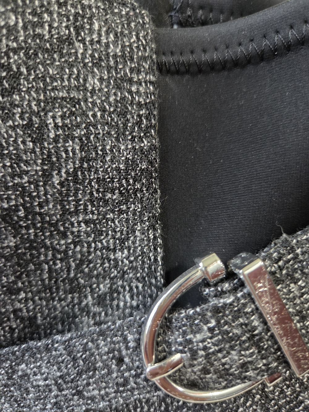 Women's Gray Tweed Ankle Boot with Silver Buckle - Picture 5 of 8